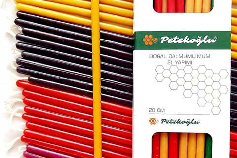 Petekoğlu 40 Pieces Pure Beeswax Candles - Dripless, Smoke-Free Taper Candles for Birthday & Church