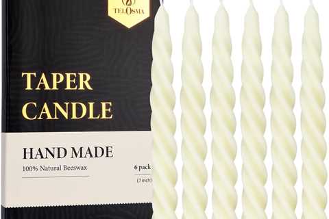 Natural Beeswax Spiral Taper Candles - Eco-Friendly 7.5 Inch White Candles for Weddings & Home Decor